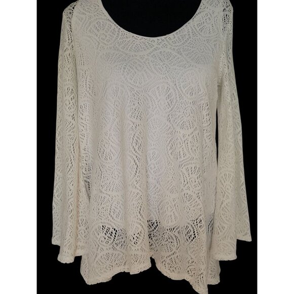 Slinky Brand Mèdium Boho Lace Floral Beach Casual Flared Sleeve Summer Blouse - Picture 2 of 6